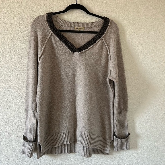 Democracy Women’s Knit Sweater Sz Medium Beige Cozy Grandpa Boho Fall Lagenlook - Picture 1 of 12